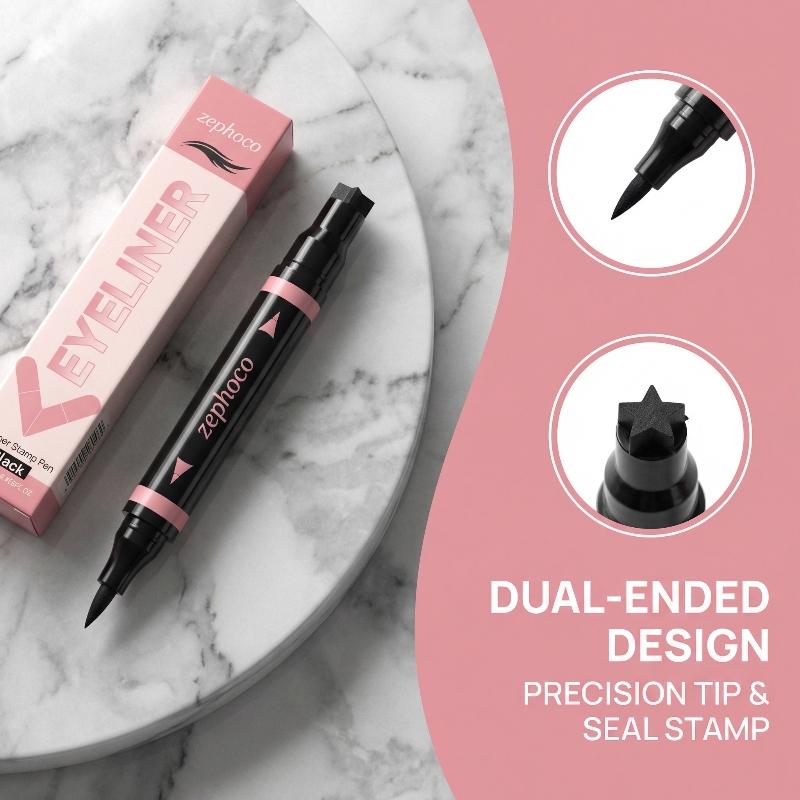 Waterproof Liquid Eyeliner Pen - قلم آيلاينر سائل متكامل باللونين الأسود