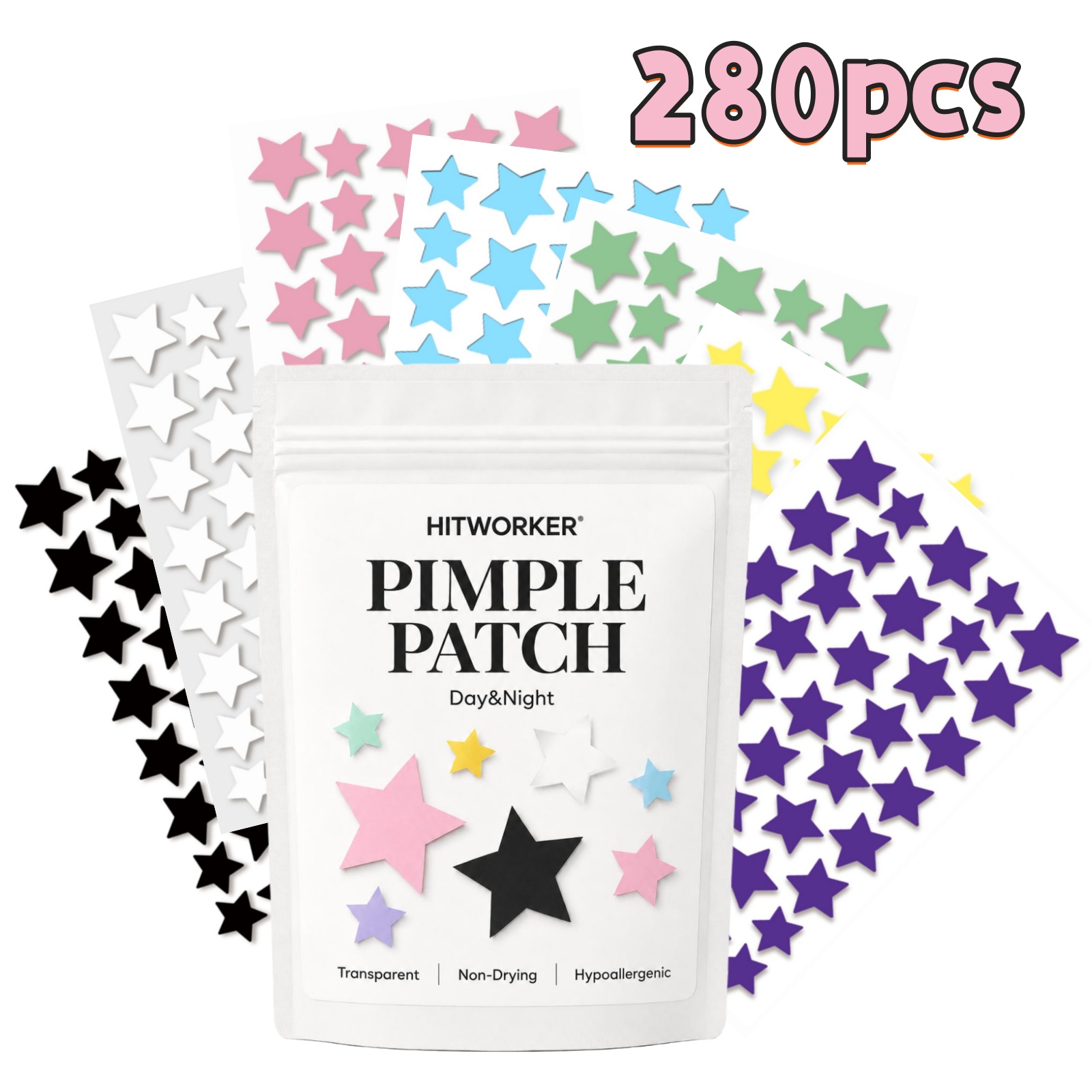 Hydrocolloid Pimple Patch - 280 قطعة من لاصقات حب الشباب